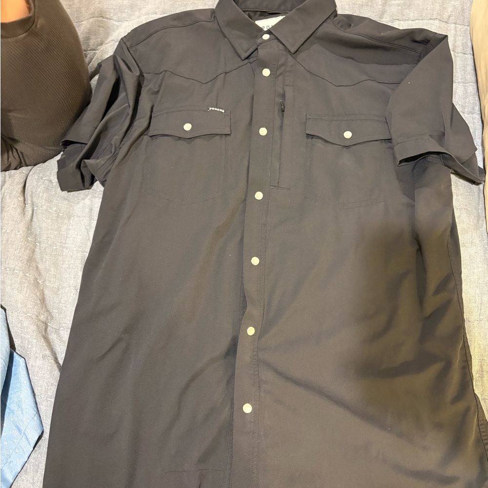 Men's poncho Black Button-Up Shirt